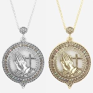 Prayer Magnifying Glass Pendant Long Necklace 5x mag